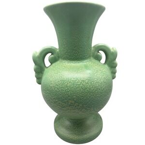 Haeger Art Pottery Geranium Leaf Frosted Matte Green Floral Handle Vase 792c 30s